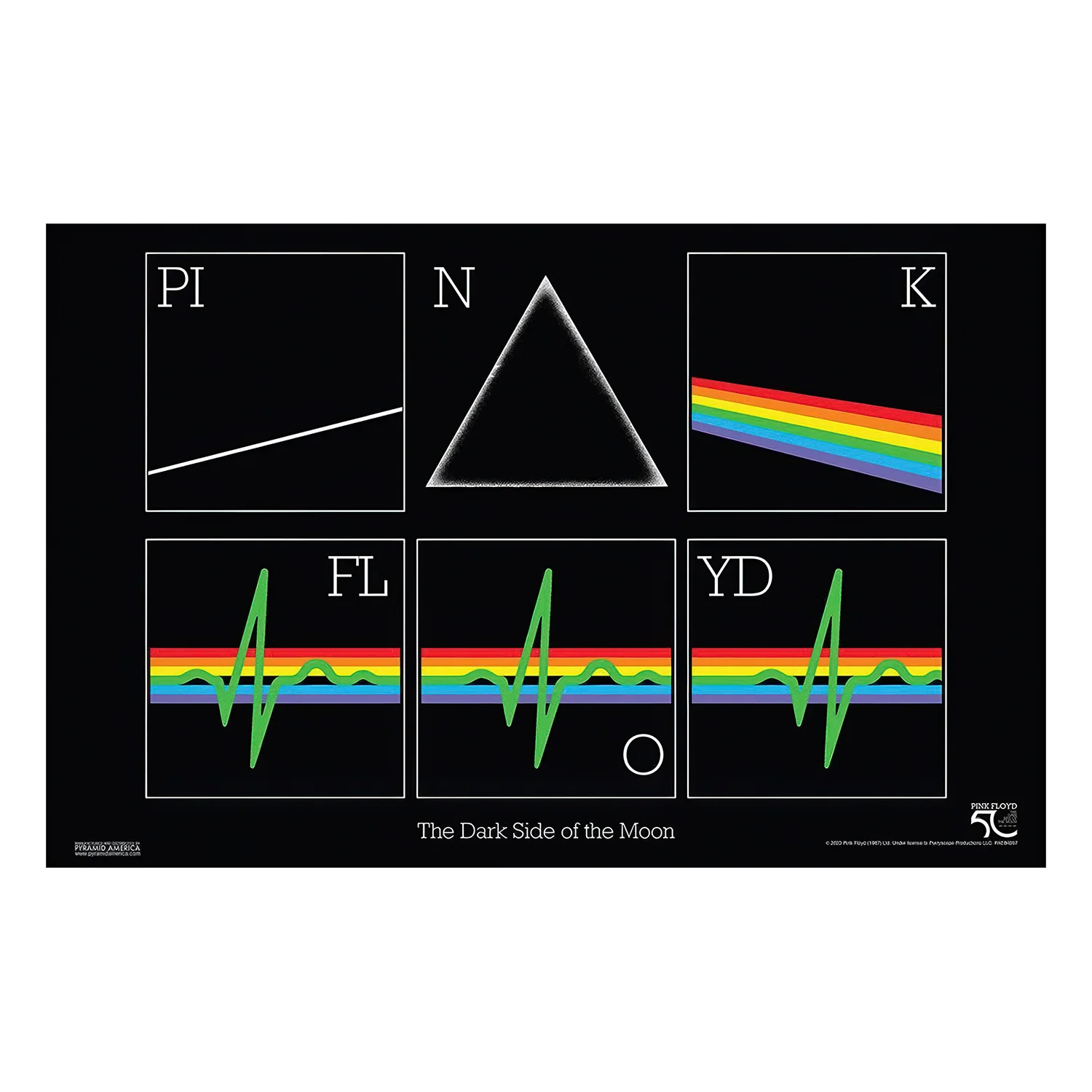 Pink Floyd - DSOTM50-Squares Prism 11x17 Framed Print