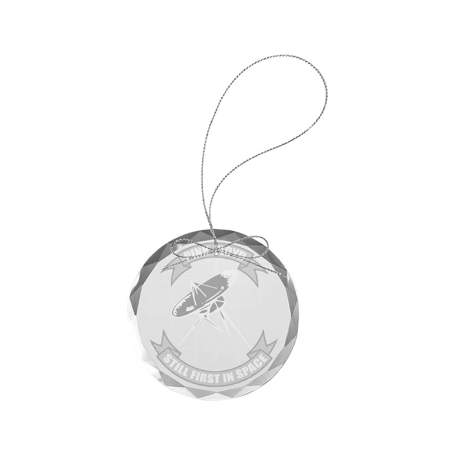 Still First In Space Round Laser-Etched Glass Ornament